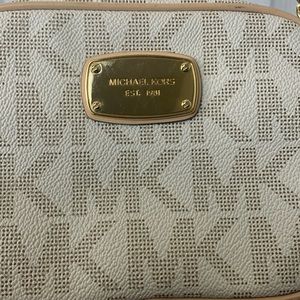 Long strap small shoulder purse with gold accents